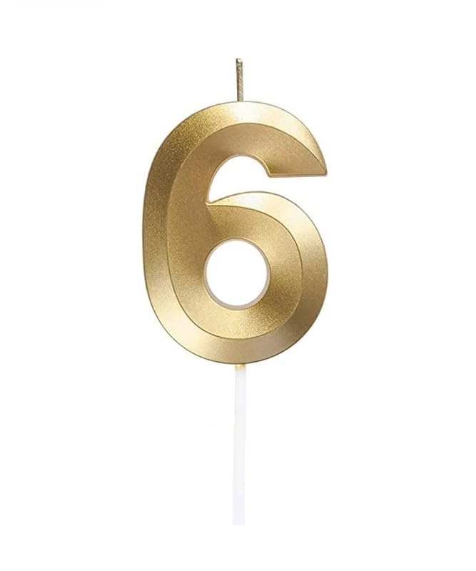Image of Number Candles 3 inch for Birthday Parties, Wedding Anniversary Cake Decoration Gold (Numerical No 6)