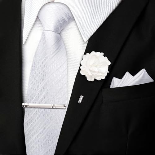 Image of DiBanGu Silk Pre-tied Ties for Men Formal Adjustable Necktie Set | 6PCS,Zipper Tie,Pocket Square,Cufflinks,Tie Clip & Lapel Pin,Wrinkle-Resistant,Premium Gift Box,Formal Business Wedding Party