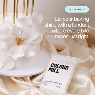 Colour Mill Decorators Dough Edible Cake Covering | Easy-to-Roll, Easy-to-Drape Fondant | Vanilla-Flavored Sugarpaste - 2.2 Pounds White