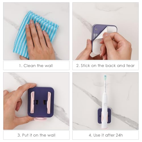 Support brosse à dents électrique Gravity lot de 2 avec drain blanc orange