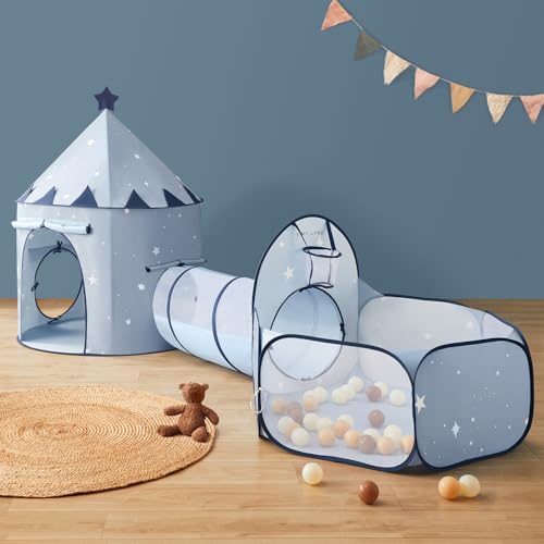 Tiny Land 3-in-1 Baby Tunnel for Toddlers with Ball Pit & Play Te...