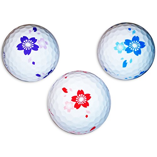 Vision-Goker 6 Bunte Golfbälle Blossom - Design Distance Lady Soft Lustig Rot Blau ideales Golf Geschenk für Frauen