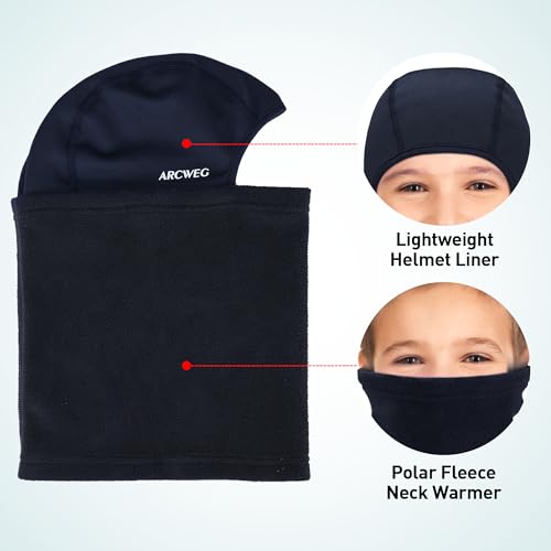 Image of Arcweg Kids Balaclava Ski Mask Thermal Fleece Neck Warmer Winter Windproof Face Hood Mask Fits Under Helmets for Boys Girls