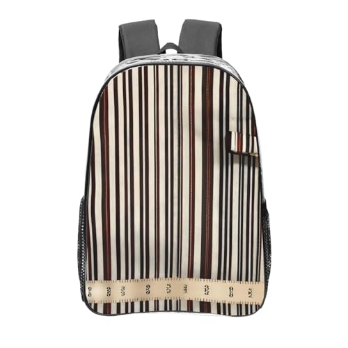 Sac à dos transparent à rayures marron idéal pour festivals, stades et contrôles rapides