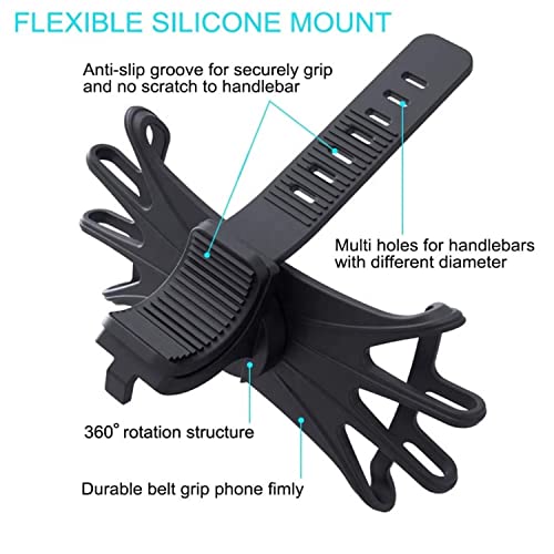 Image of HUMBLE Bike Phone Holder, 360 Rotation Silicone Bicycle Phone Holder /Mount, Universal Motorcycle Handlebar Mount Compatible with 4.0 & 6.7 inches Screen Size of Smartphones (Black)
