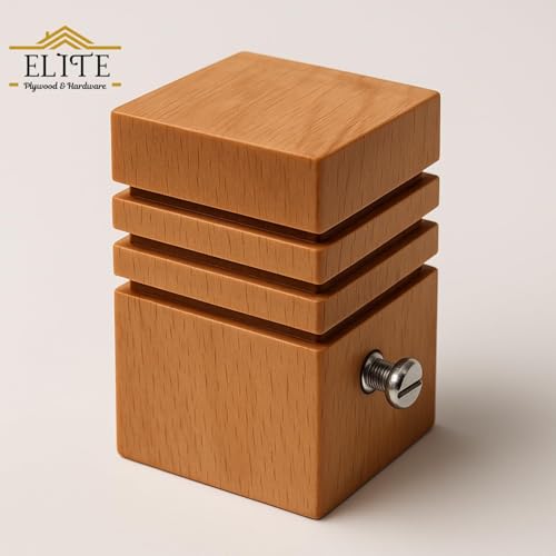 Image of Urban Elite Premium Curtain End Cap - Elegant Decorative Rod Finial for Window Drapes, Smooth Finish, Durable & Stylish, Perfect for Home & Office Decor (Full Wooden Square Light, Wooden, Medium)