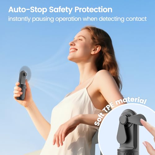 Image of Handheld Mini Fan, Rechargeable Battery Operated small Portable Fan Up to 15 Working Hours, Powerful Safety Design Pocket Fans for Travel /Outdoor /Concert /Beach /Make-up, Gifts for Mom, Teens, Black