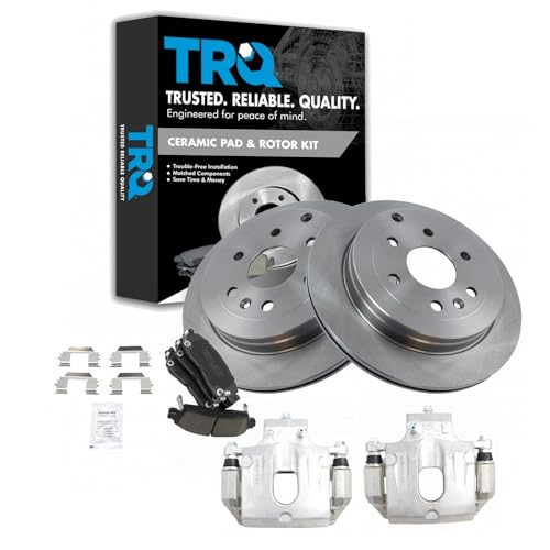 Image of TRQ Rear Brake Pad and Rotor Set Ceramic Vented Rotors Calipers