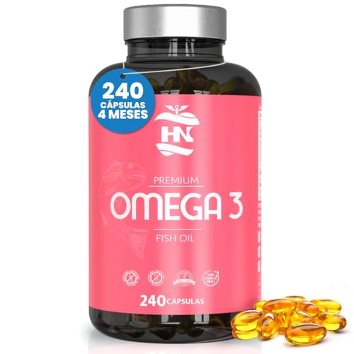 Omega 3 Capsulas 1000mg - 240 perlas blandas de Omega3 enriquecido con vitamina E - Omega-3 fish oil con 350mg EPA - 250mg DHA (4 meses)