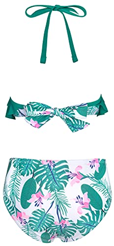 Shekini Girl's Halter Swimsuits Hawaiian Flounce Cutout One Piece Bathing Suits (Green,6-8 Years) #TOP1