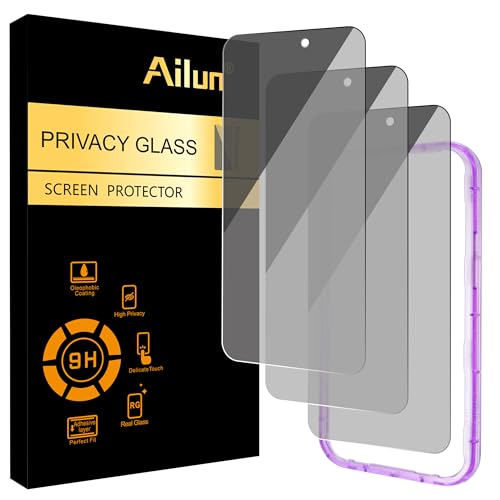 Ailun 3 Pack for iPhone 17 Pro Max Privacy Screen Protector [6.9 inch] with installation frame Anti Spy Private Tempered Glass Anti-Scratch Case Friendly