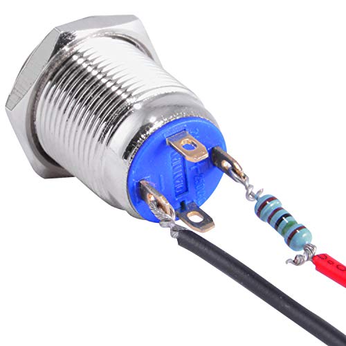 Jacobsparts Momentary Pushbutton Starter Switch Circular Metal Silver With Blue Power Symbol Led Fits 1/2" (12Mm) Diameter Panel Cutout Hole #TOP3