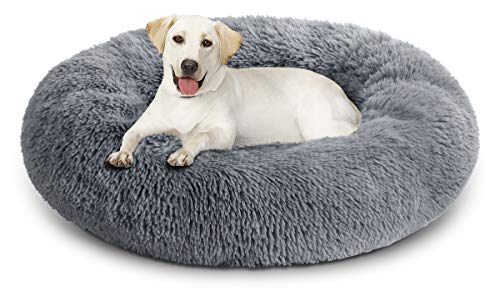 Yicostar Dog Bed Cat Bed Donut, Faux Fur Donut Cuddler Pet Bed Comfortable for Small Medium Large Dogs, Ultra Soft Washable Dog Cat Cushion Bed 23" /30"