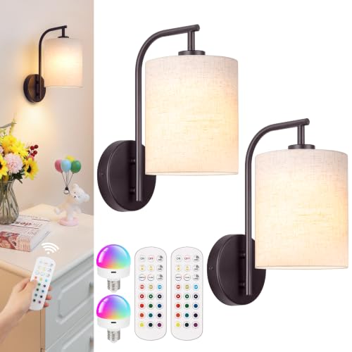Image of MATAMEYE Battery Operated Wall Sconce Set of 2, Dark Chocolate Wall Light