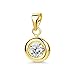Price comparison product image OROVI Round Yellow Gold Pendant for Women with a Cubic Zirconia in 9 Carat Gold, Hypoallergenic Pendant - Handmade pendant with jewellery box