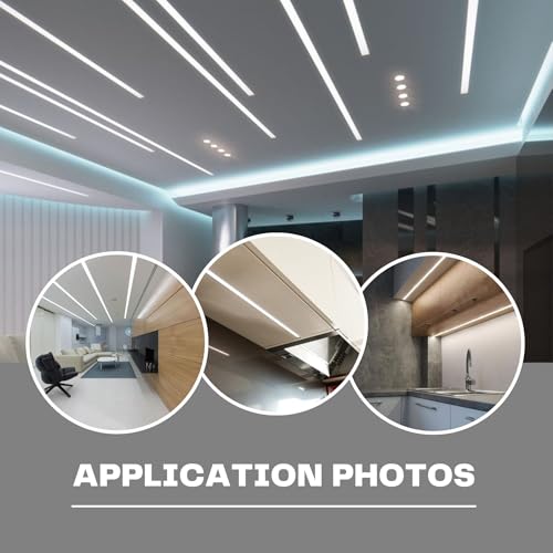 Image of (25x25mm) LED Strip Light 1Meter Aluminium Rectangular Surface Profile Light Channels with Diffused Cover, End Caps and Mounting Clips Without LED Straight Linear - Pack of 2