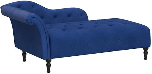 Miniatura 5 de Alkmaar Chaise lounge de terciopelo moderna silla de descanso con botones y patas de madera maciza silla tapizada para interiores para sala de estar