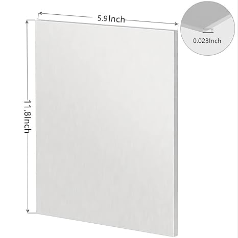 1 Pcs 304 Stainless Steel Sheets, 11.8Inch x 5.9Inch x 0.023 Inch, About (0.6mm) Thickness, No Scratches, Double Side Film Attached 304Stainless Steel Plates (300X150MM Thick:0.6mm)