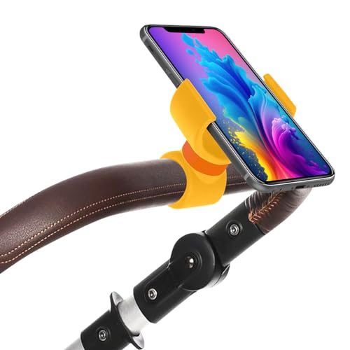 Renimove Porta telefono passeggino universale Adatto per telefoni cellulari con schermo fino a 7,5" facile da regolare Stabile e sicuro Design compatto e resistente (Giallo)