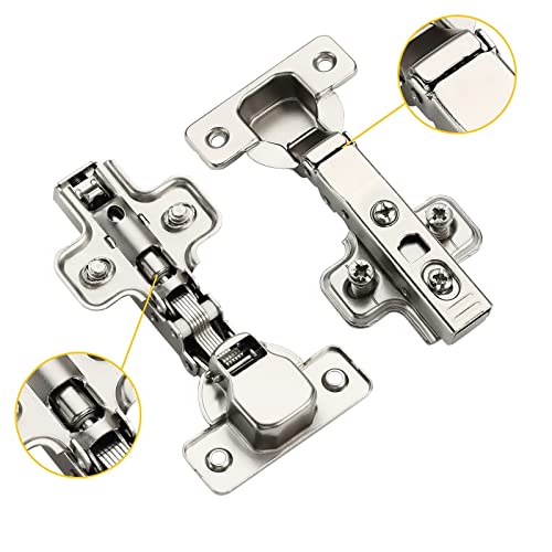 Furniware 2 pcs Soft Close Cabinet Hinge,110 Degree Full Overlay Kitchen Door Hinge,35mm Concealed Kitchen Cabinet Hinges Cabinet Door Plate with Screws - Image 4