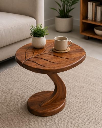Image of Coffee Table for Living Room Wooden | Sheesham Wood Center Table | End Table | Sofa Side Table | Teapoy Table for Living Room | (Honey Finish)