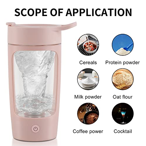 EQURA Electric Shaker Bottle, Blender Bottles, Made with Tritan - BPA Free - Portable Mixer Cup/USB Rechargeable Shaker Cups for Protein Shakes and Meal Replacement Shakes 650ml (Pink) - Image 4
