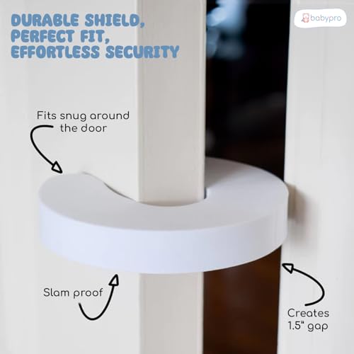 Image of BabyPro Baby Proofing Finger U-Shape Door Guard (Pack of 8, White) for Kids Safety, Non-Toxic EVA Foam, Children Safety Door Slam Stopper, Prevents Finger Pinch Injuries & Pet from Getting Locked