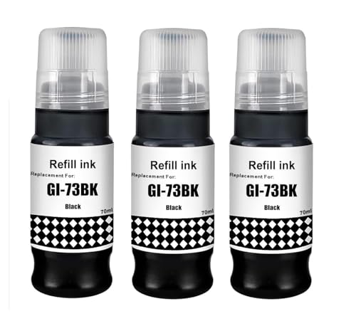 Image of GI-73 Ink Bottle Compatible for Canon Pixma G570, G670, G550, G650, G620 Printers (GI-73 Black Ink 3 Pcs)