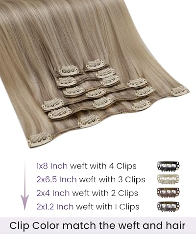 Image of LaaVoo Clip In Hair Extensions, For Party Wear, 20 Inch | Soft Blonde With Subtle Highlights, 120g 7pcs, Extensions For Women Real Hair, Soft, Thick Full