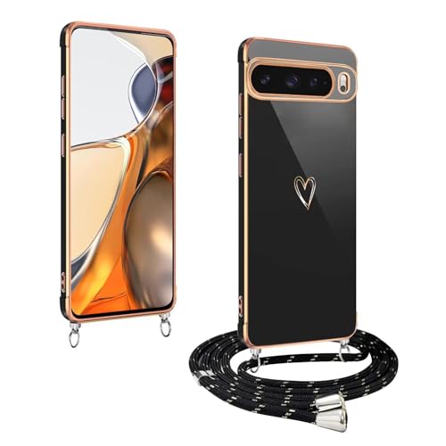 Yanjieer ESONG Crossbody Case For Google Pixel 7 Pro,Cute Heart Plating Pattern Phone Cover Mit Lanyard Strap,Ultra-Slim Soft Silicone TPU Bumper - View #9