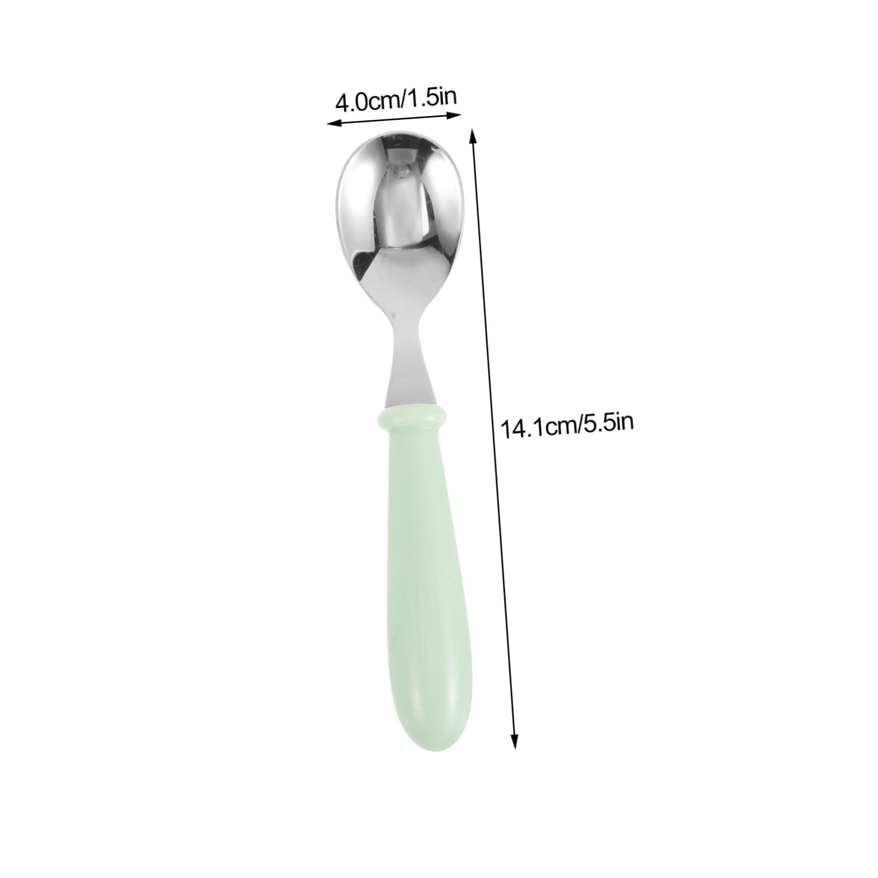HOOTNEE 1 Set Stainless Steel Spoon Fork Durable Lightweight Easy to Hold Utensils for Green Color for Self Feeding Meal Training