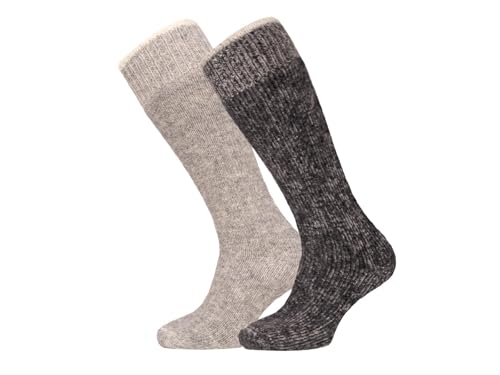 HomeOfSocks Ein Paar Alpaka Kniestrümpfe für Herren Und Damen - 95% Wolle Extra Dick Frottee und festem Sitz Lange Socken Luxuriöse Wollsocken | Anthrazit Gr. 43-46
