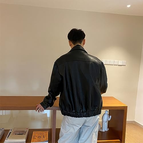 Men's Bomber Genuine Sheepskin Oversized Leather Jacket Classic Shirt Collar Loose Casual Winter Cool Designer Lightweight3