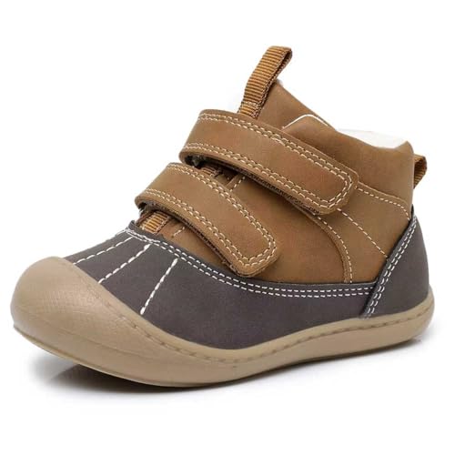 Ahannie Toddler Boots for Boys Girls – Baby Water-Resistant First Walker Fall & Winter Boots with Protective Toe