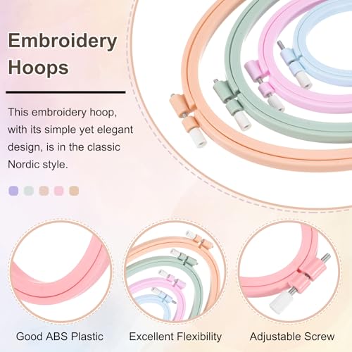 Image of PATIKIL 3 Pieces 3.1 inch x 3.9 inch Oval Embroidery Hoops, Adjustable Cross Stitch Hoops Ring ABS Plastic Embroidery Frame Punch Needle Hoop for Sewing, Needlework, DIY Craft, Watermelon Red