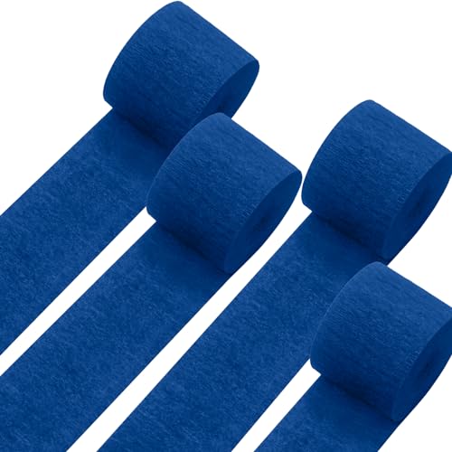 Image of GCB Blue Crepe Paper Streamers for Party Decorations 4 Rolls 328ft,Blue Crepe Paper for Wedding Decorations, Birthday Decorations, Baby Shower Decors Art Crafts DIY Supplies (1.8 Inch x 82 Ft /Roll)
