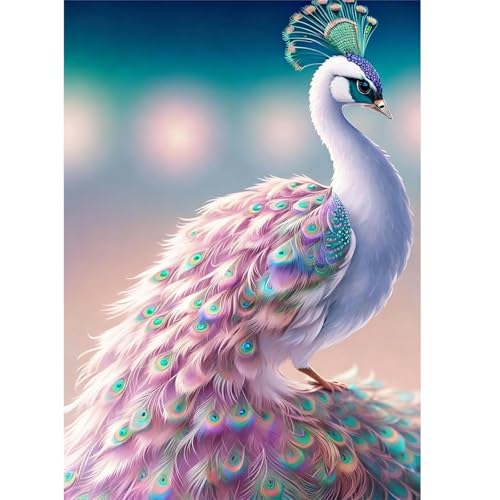 Image of Diamond Paintings Kits for Beginners, Full Round Drill Diamond Arts Kits for Adults, Elegant Peacock Paint by Diamonds, 5D DIY Diamond Painting Dot Gem Art, for Home Wall Decor 12x16 Inch