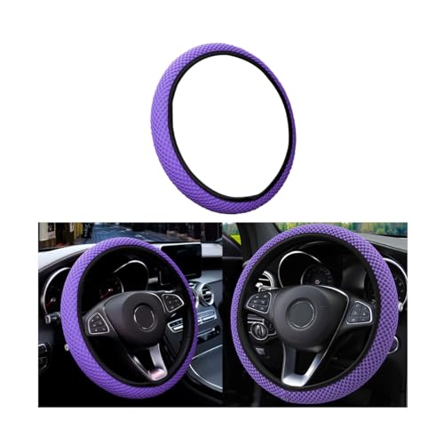 CGEAMDY Universal Car Steering Wheel Cover Diameter 37-38 cm, Elastic Steering Wheel Cover, Breathable Microfiber Ice Silk, Warm in Winter and Cool in Rstate, Anti-slip, Odorless (Purple)