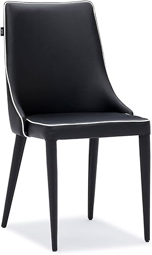 ZURI Jillian - Silla de comedor de cuero sintético con ribete blanco y respaldo curvado Negro/Blanco,Gris,https://www.amazon.com/dp/undefined