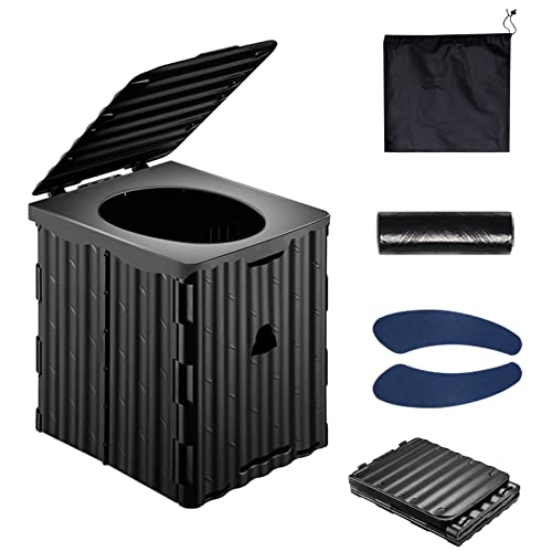 JISSBON Tragbare Toilette für Camping, extra groß, faltbar, Reise-WC, tragbares Töpfchen für Erwachsene, kompakt, zusammenklappbar, Camping-WC für Auto, Zelt, Angeln, Wandern, Strand Cover