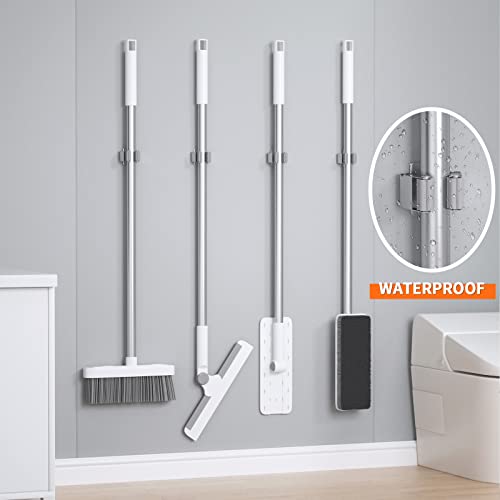 Reliahom 6 Pack Broom Holder Wall Mount Stainless Steel Mop Hanger Organization Heavy Duty Garage Storage System Garden Laundry Kitchen Tool Organizer General Purpose Storage Rack(Silver) #TOP4