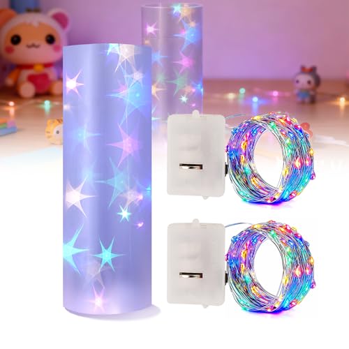 Lichterketten Batterie mit DIY Stern-Transparentfolie, Wasserfeste...