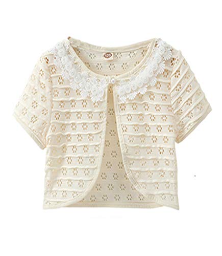 Kids Girls Lace Bolero Shrugs Short Sleeve Knit Cardigan Sweater Lightweight Dress Cover Up