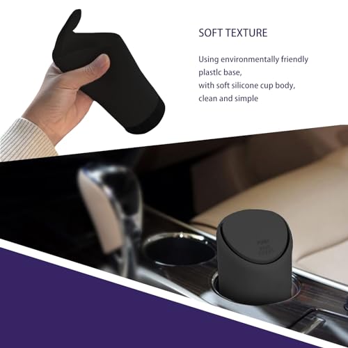 Image of 1 Pack Car Trash Can Replacement, Automatic Rebound Design, 2.5In x 6.2In Cylindrical Soft Silicone Automotive Storage Accessories, Universal Waterproof Vehicle Trash Bucket (Black)