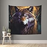 Wandteppich, Wölfe & Traumfänger, Wandbehang, Banner, Boho-Wandteppich für Schlafzimmer, Vintage-Wandteppich, ästhetische Wanddekoration, Kunstposter, Tagesdecke, lustiger Hintergr& für Wohnzimmer
