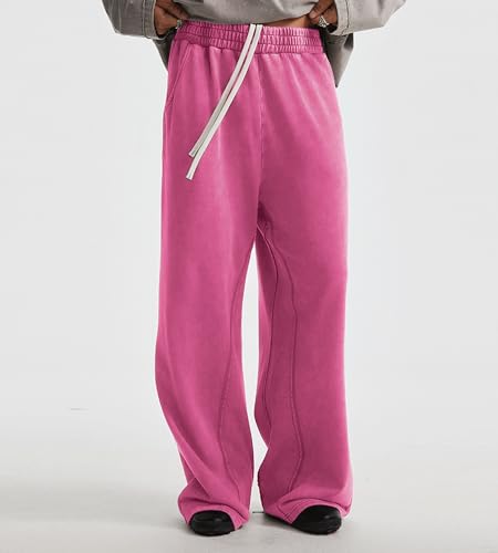 Image of Colorful world Mens Sweatpants Acid Washed Elastic Waist Drawstring Sweat Pants Cotton Baggy Streetwear Pant with Pockets