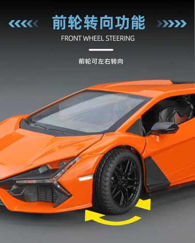Image of 1:24 Lamborghini Revuelto Diecast Model Car | Pull Back Acousto-Optic Alloy Metal Toy with Realistic Sound & Light Effects | Toy Car for Kids Boys Girls & Collectors (White)