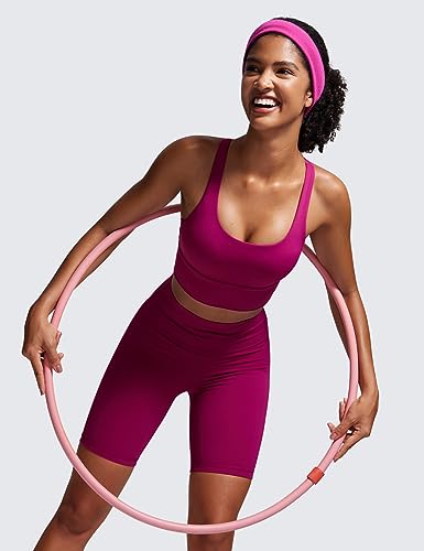 Image of CRZ YOGA Naked Feeling Longline Sports Bras | Medium Support, Removable Pads, Yoga, Sleek, Strappy Back, Scoop Neck, for Women
