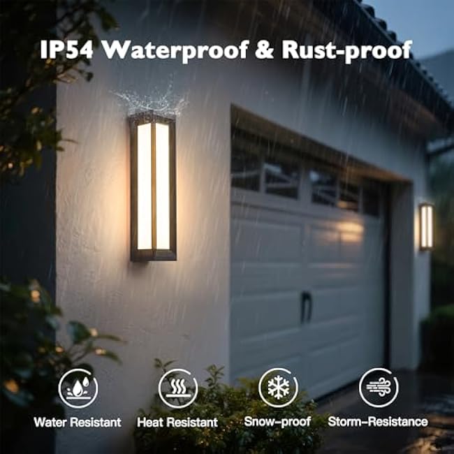 Exterior Lighting Fixtures, 25.6 Waterproof Outside Lights for House, 3000K LED Large Outdoor Sconces Wall Lighting, Long Outdoor Wall Sconce, Black Grey Lamps for Front Porch Garage Patio