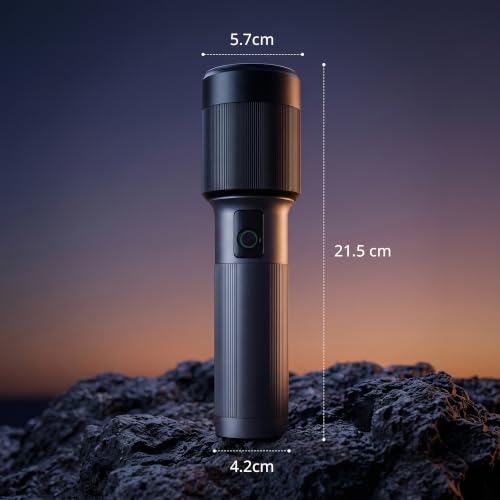 Image of IBELL Castor FL8790S Rechargeable 6000 mAh LED Flashlight, Portable Torch with Digital Display, Type C Charging, Adjustable Focus, Compact Design for Home, Outdoor, Camping & Emergency Use (Black)